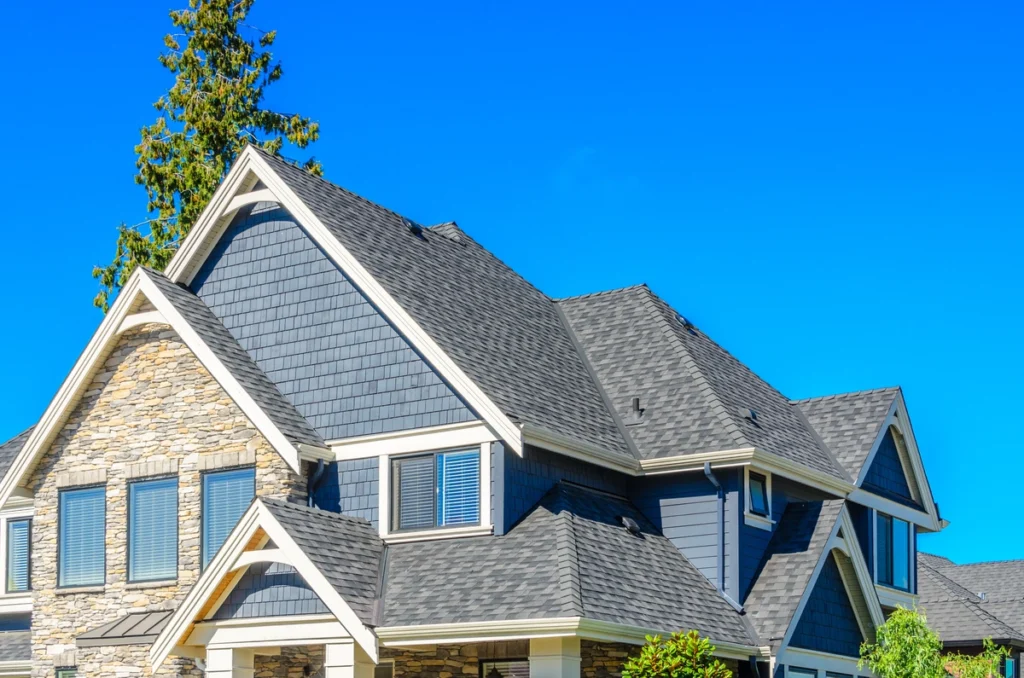 house exterior with black shingles