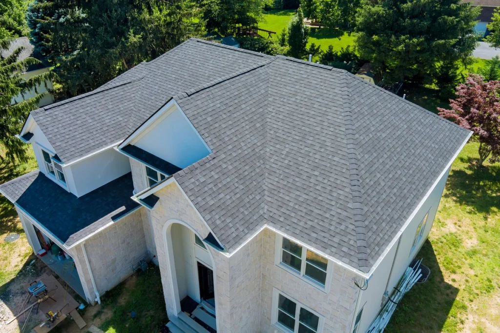 aerial view of a roof in plain city, ohio