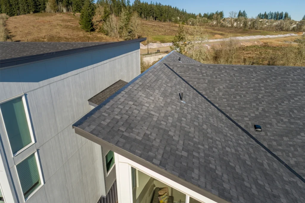 black asphalt shingles