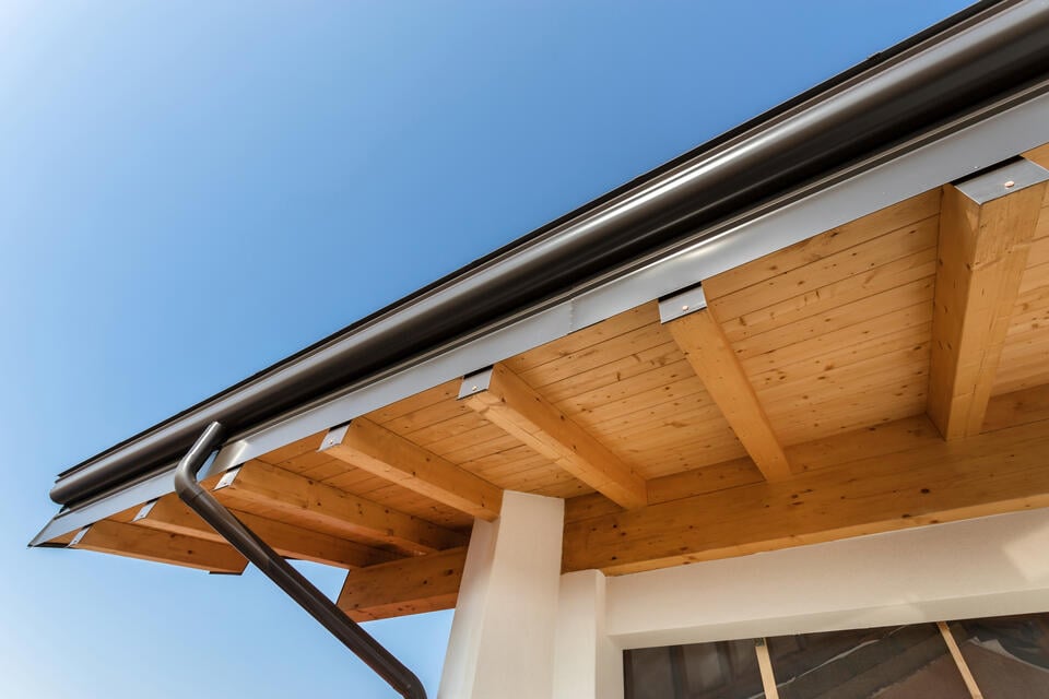 roof eaves-underside view of exposed roof eaves