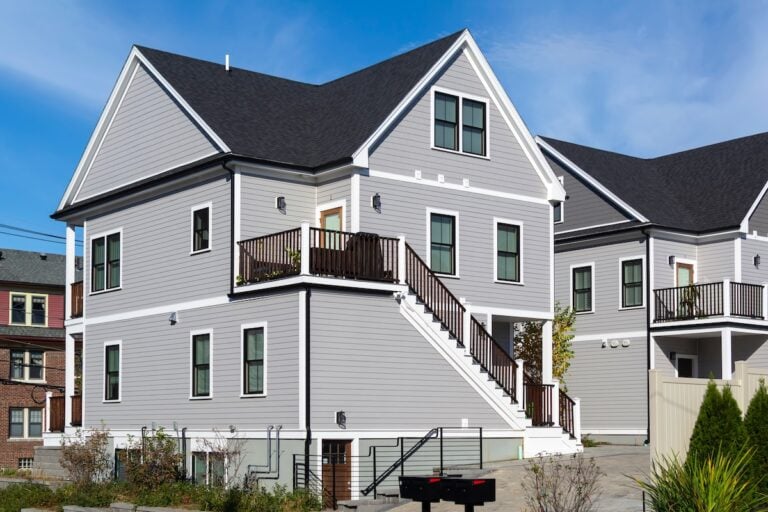 Newly built two-story family home with cross-gable roof